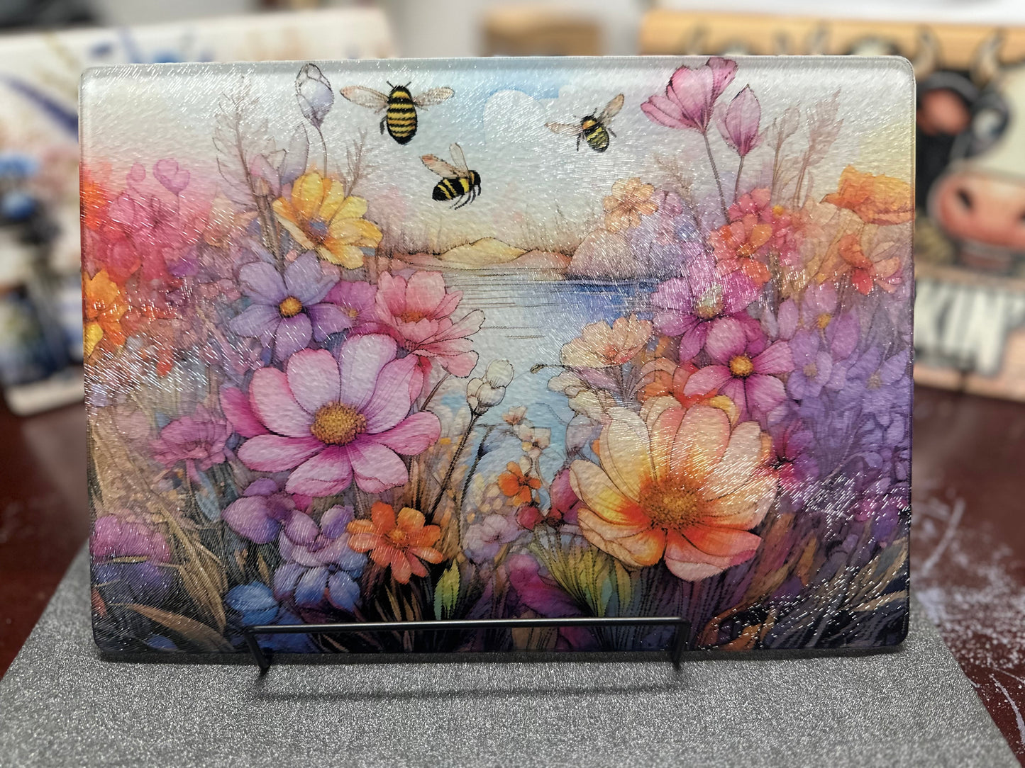 Tabla de cortar de vidrio templado de 11x8 pulgadas. Funcional o decorativa.