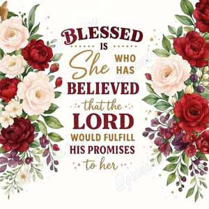 Floral border with Bible verse on white background, evoking a 4-inch ceramic custom coaster design.