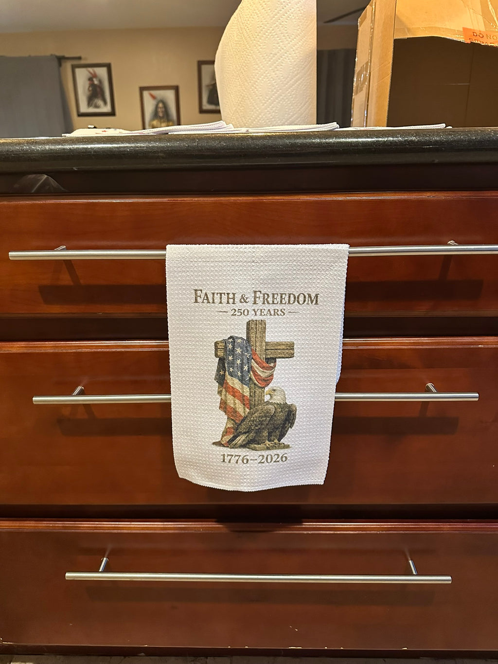 🎆 Festive Celebration 250th Anniversary Kitchen Hand Towel