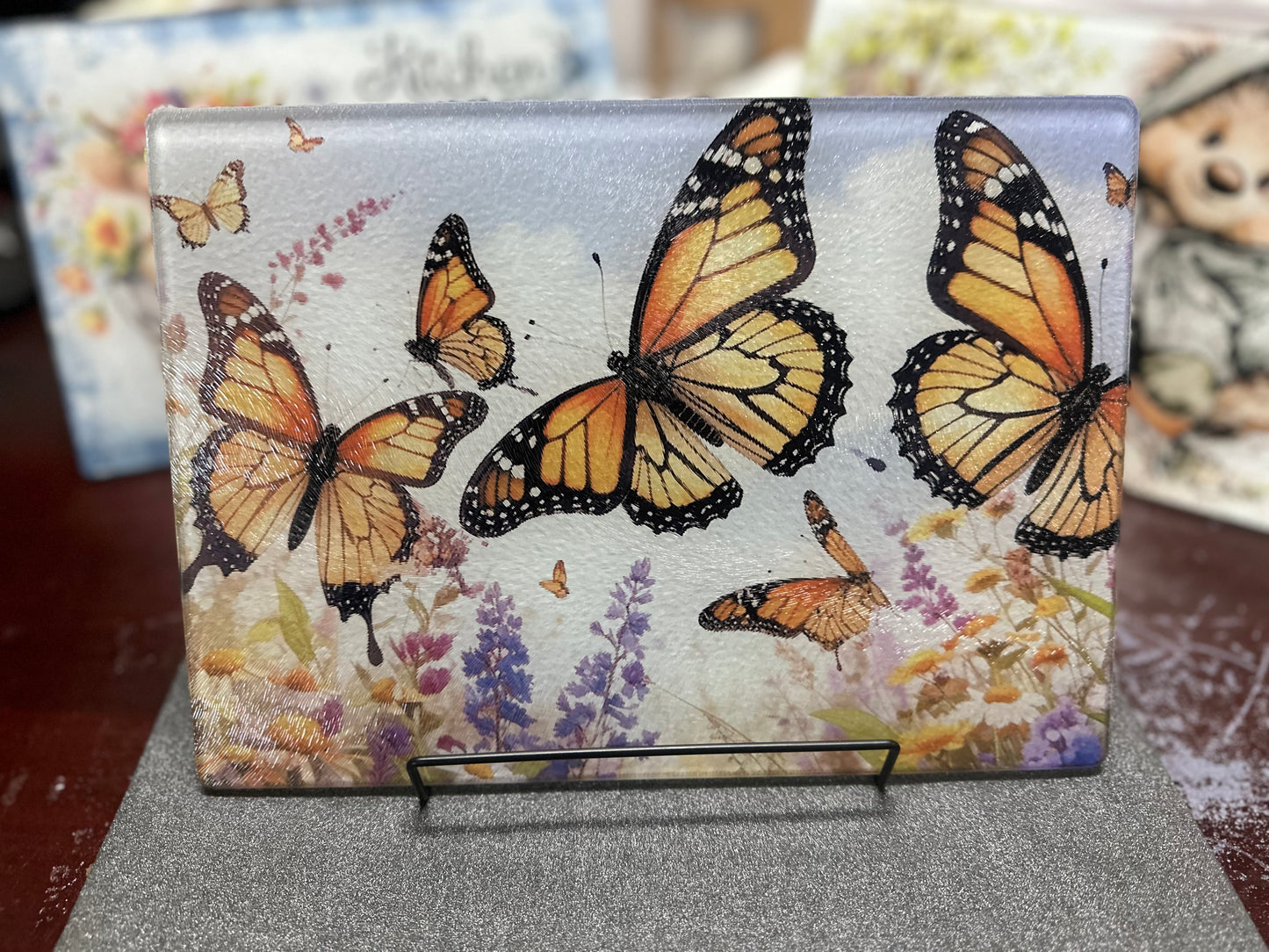 Tabla de cortar de vidrio templado de 11x8 pulgadas. Funcional o decorativa.