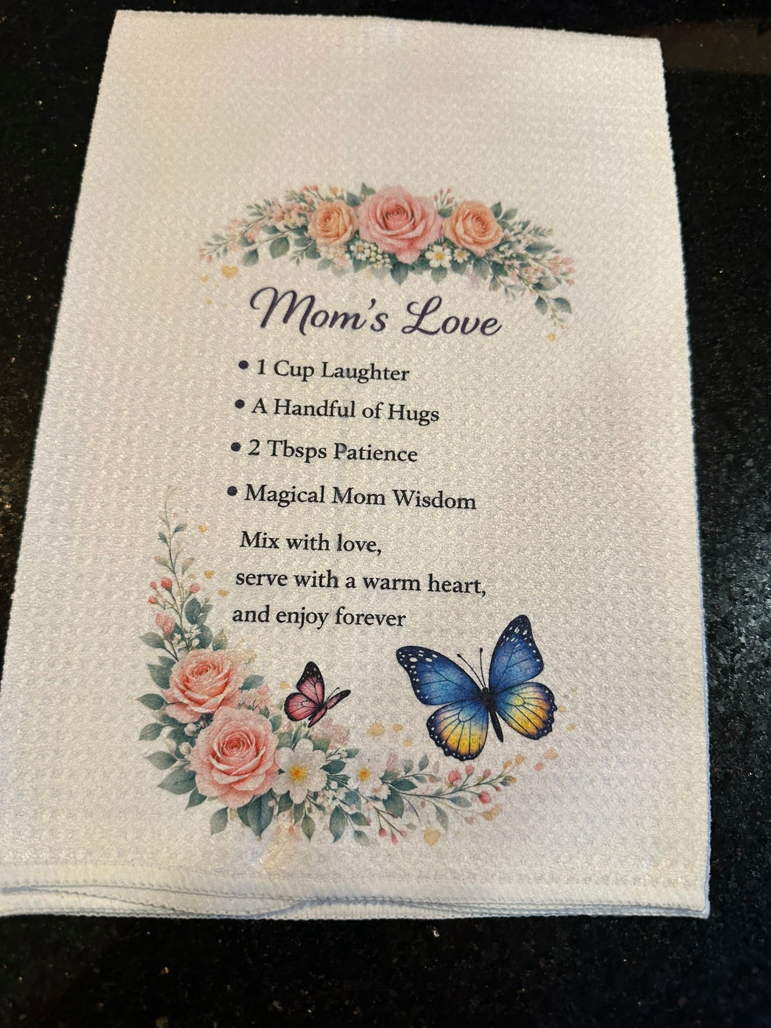 🦋🌸 Mother’s Day Butterfly and Floral Waffle Weave Kitchen Hand Towels (16x24)
