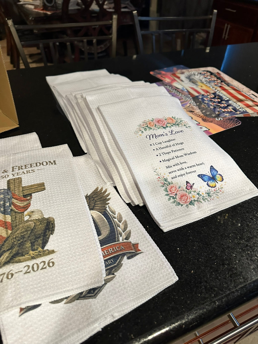 🦋🌸 Mother’s Day Butterfly and Floral Waffle Weave Kitchen Hand Towels (16x24)