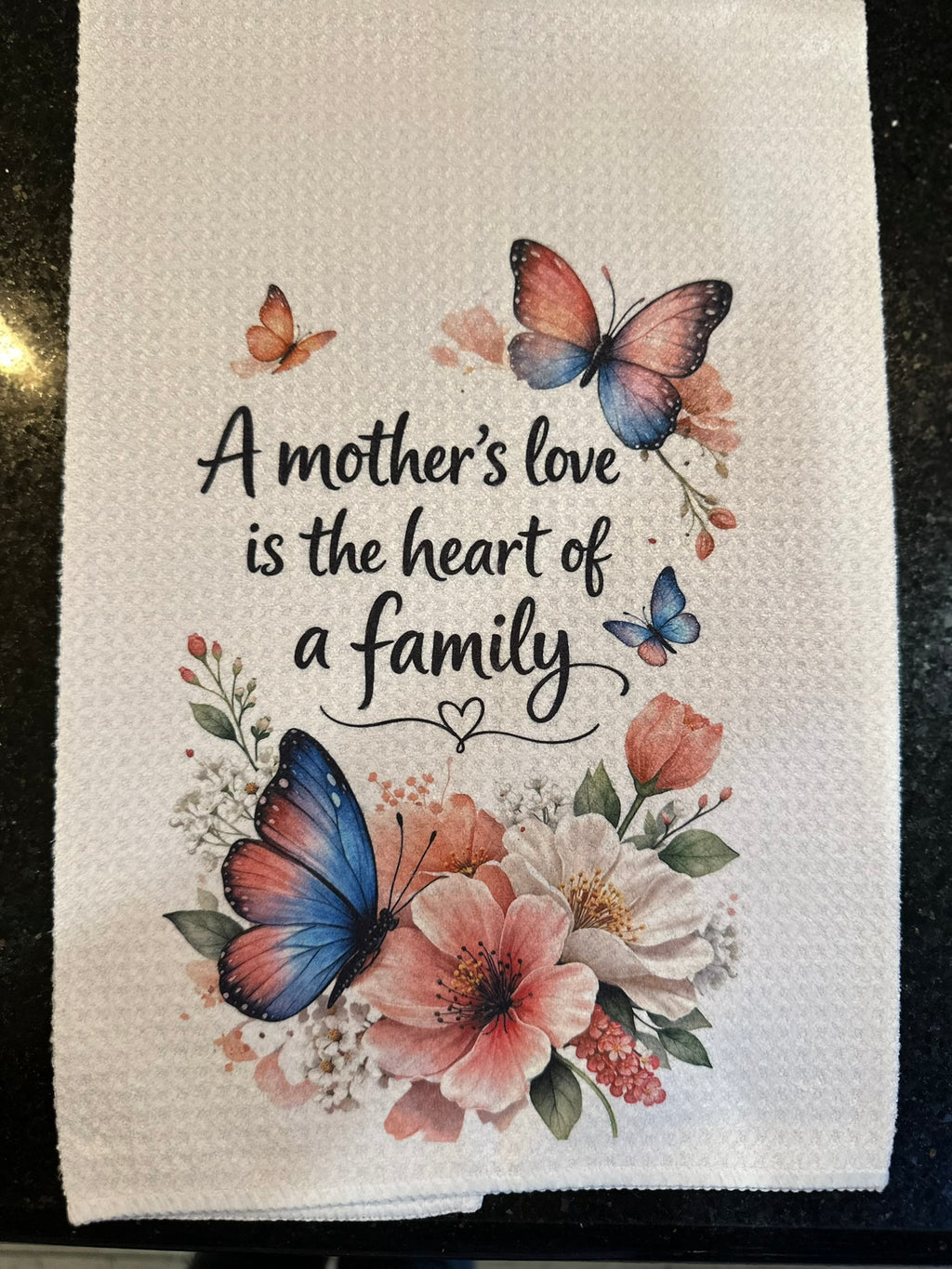 🦋🌸 Mother’s Day Butterfly and Floral Waffle Weave Kitchen Hand Towels (16x24)