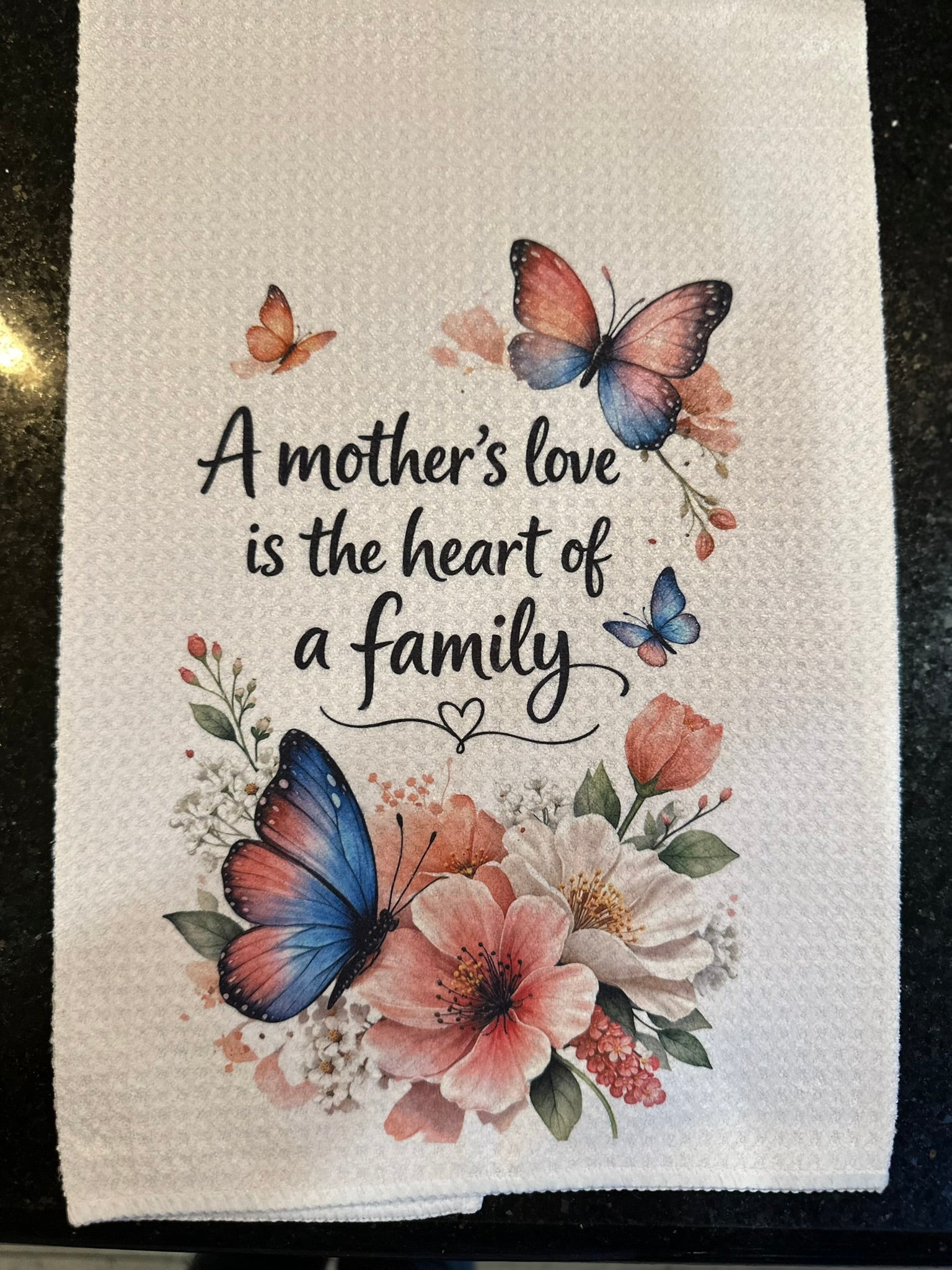 🦋🌸 Mother’s Day Butterfly and Floral Waffle Weave Kitchen Hand Towels (16x24)