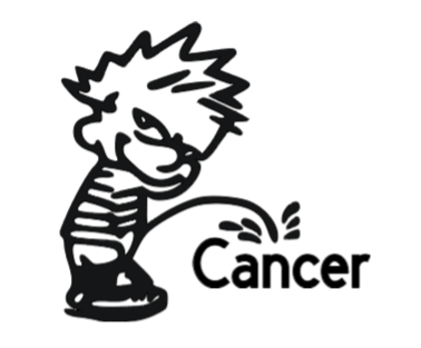 Cartoon character with 'Cancer' text on a white background