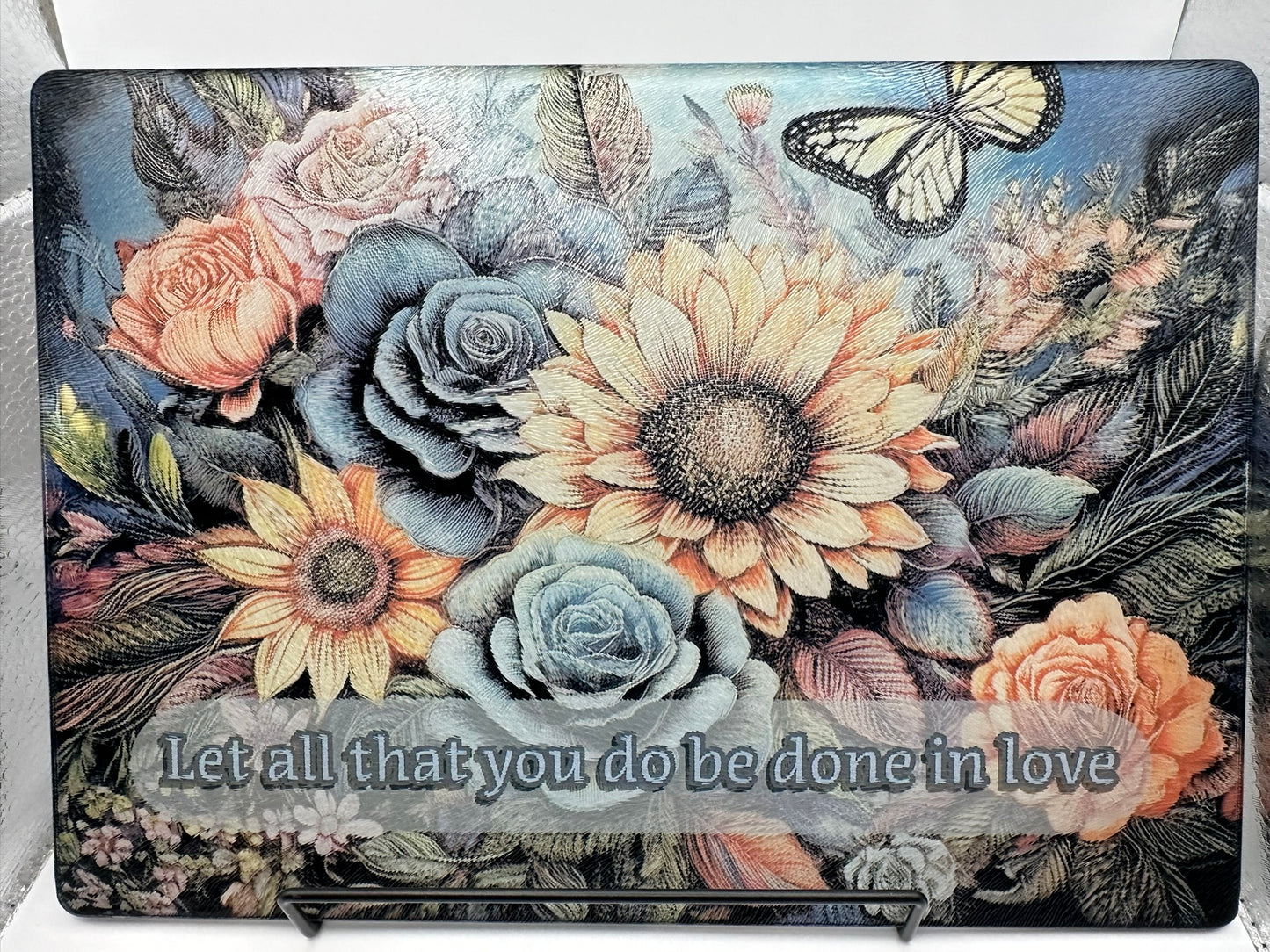 Tabla de cortar de vidrio templado de 11x8 pulgadas. Funcional o decorativa.