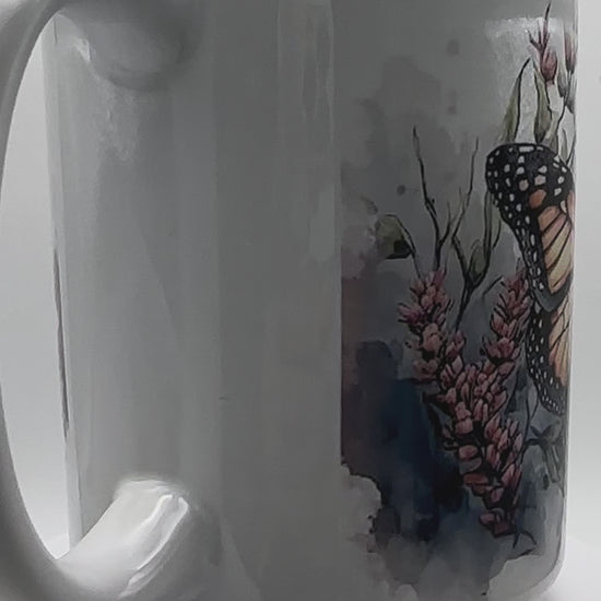 Beautiful monarch butterfly design with wild flowers